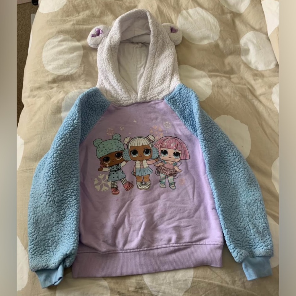 LOL Surprise! Girls S (6/6X) Pullover Hoodie Fleece Purple Blue Graphic